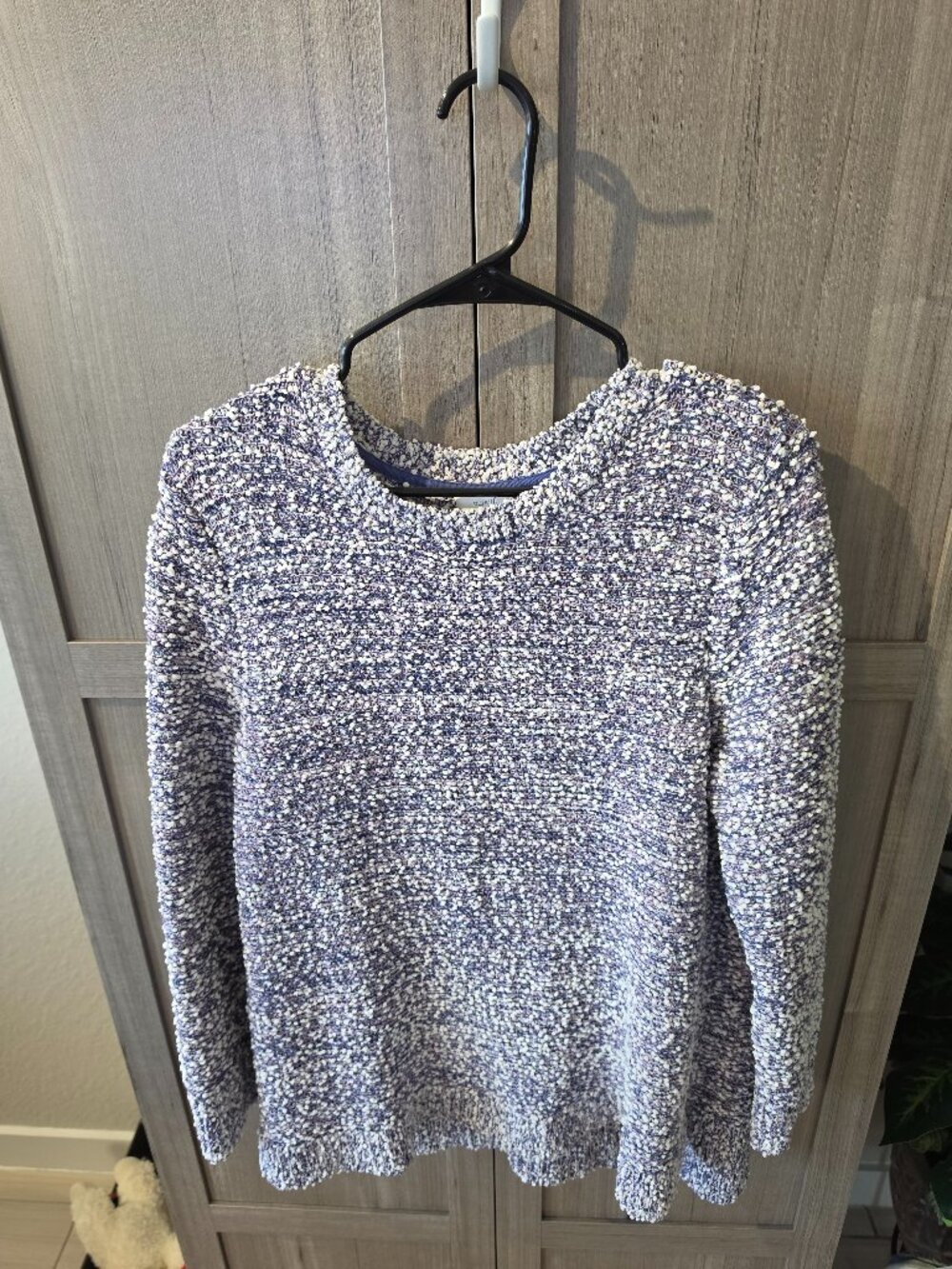 Pure Jill Sweater, Purple and White, Size Medium